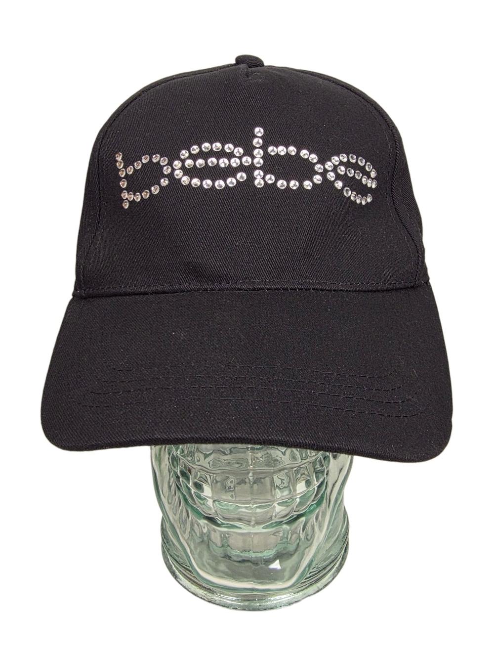 Bebe Black Baseball Cap Hat Rhinestone Crystal Logo Spellout Adjustable Y2K